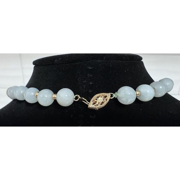 14k Gold 26” Light Green Jade Beaded Necklace Gold Spacers 54 Grams - Picture 6 of 10